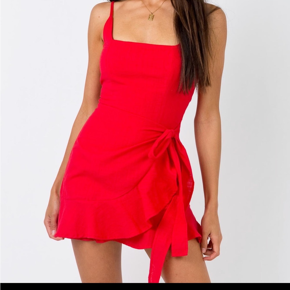 Princess Polly Red Mini Dress with Side Tie - Picture 2 of 4